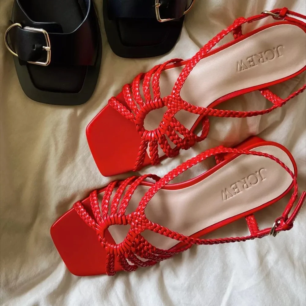 J.Crew Layne braided sandal heels in leather - Picture 2 of 7